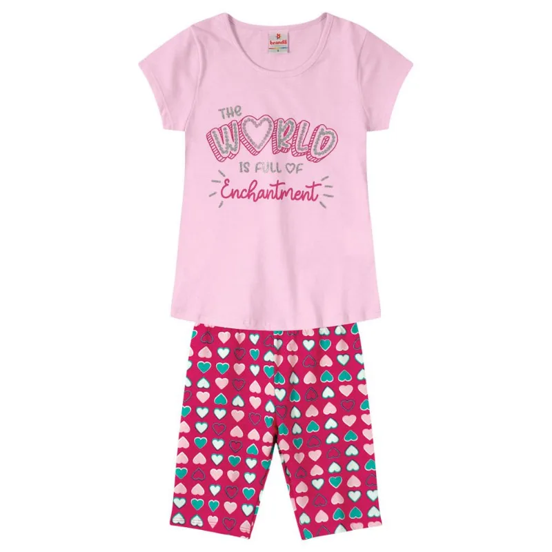 Conjunto infantil menina de coração Brandili Rosa 4