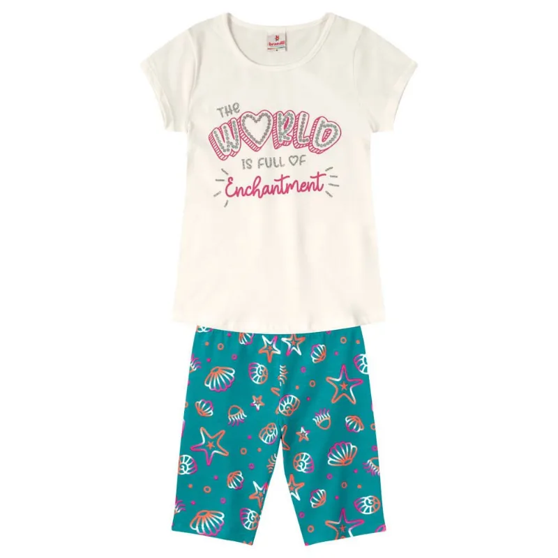Conjunto infantil menina de coração Brandili Natural 4