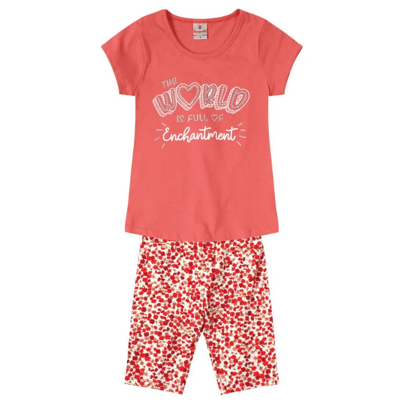 Conjunto infantil menina de coração Brandili Rosa 4