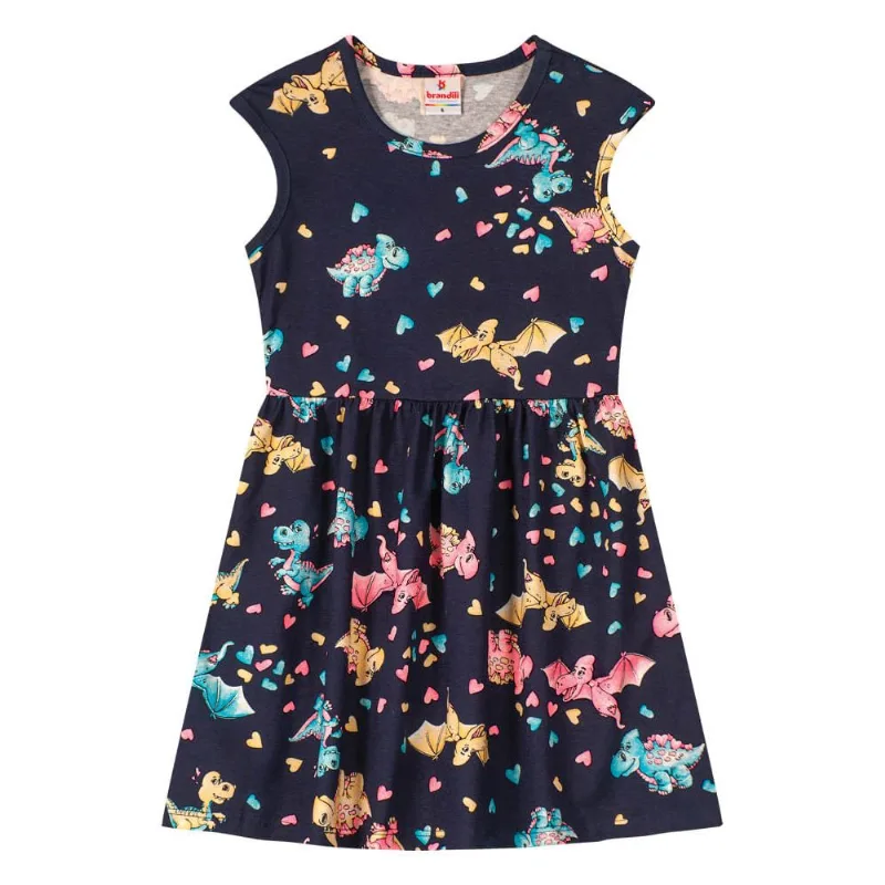 Vestido infantil menina de dinossauro Brandili Rosa 2