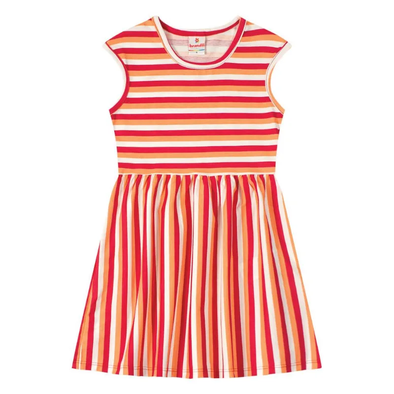 Vestido infantil menina em malha Brandili Laranja 6