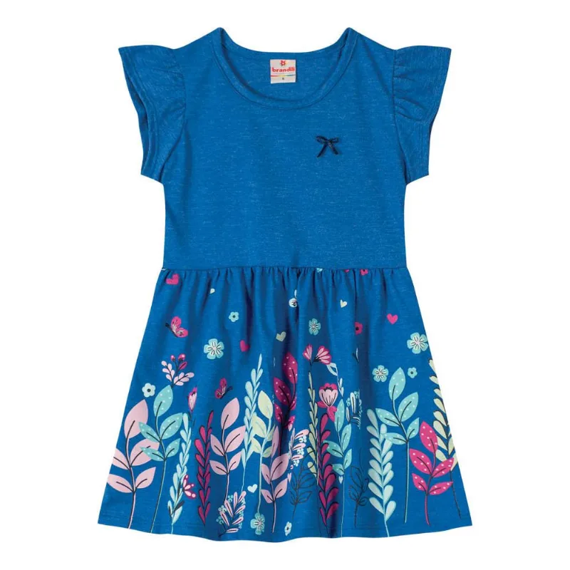 Vestido infantil menina de flores Brandili Azul 10