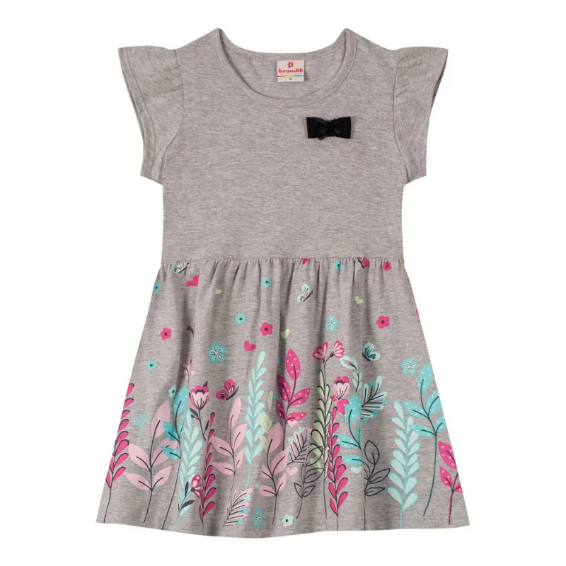 Vestido infantil menina de flores Brandili Cinza 8