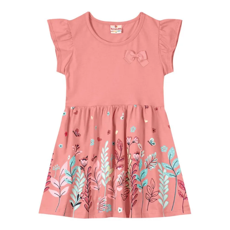 Vestido infantil menina de flores Brandili Rosa 4