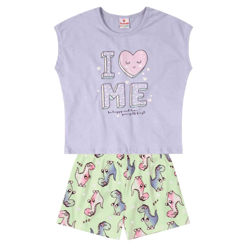 Conjunto infantil menina de corações Brandili Lilás 2