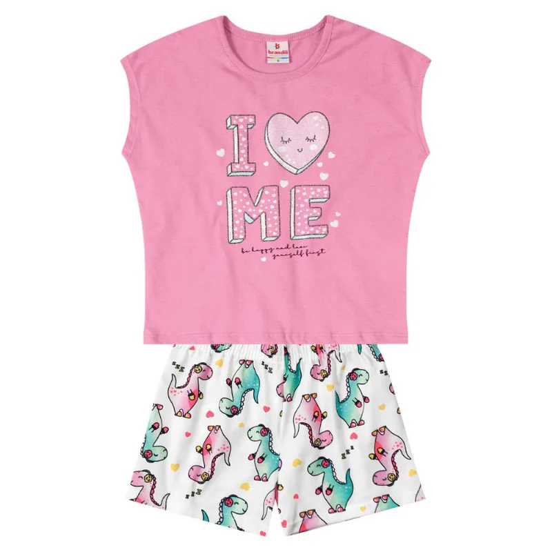 Conjunto infantil menina de corações Brandili Lilás 1