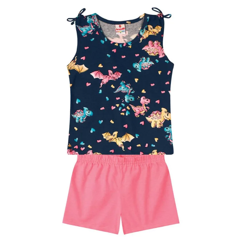 Conjunto infantil menina de dinossauro Brandili Azul 8