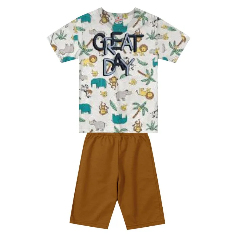 Conjunto infantil menino em malha Brandili Cinza 12