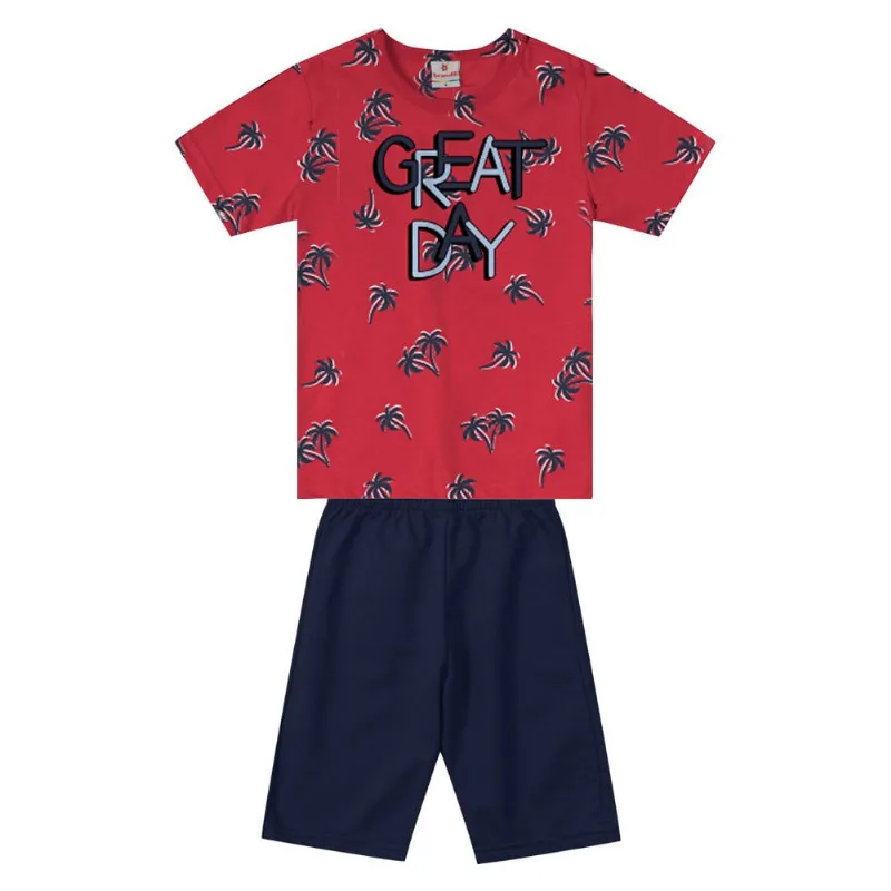 Conjunto infantil menino em malha Brandili Azul 10