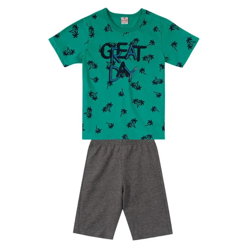 Conjunto infantil menino em malha Brandili Verde 10