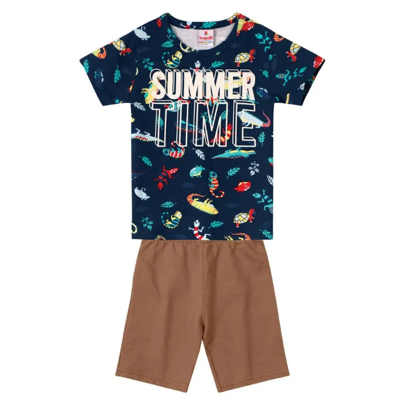 Conjunto infantil menino de dinossauro Brandili Azul 1