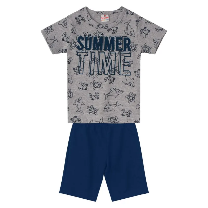 Conjunto infantil menino de tubarão Brandili Cinza 3