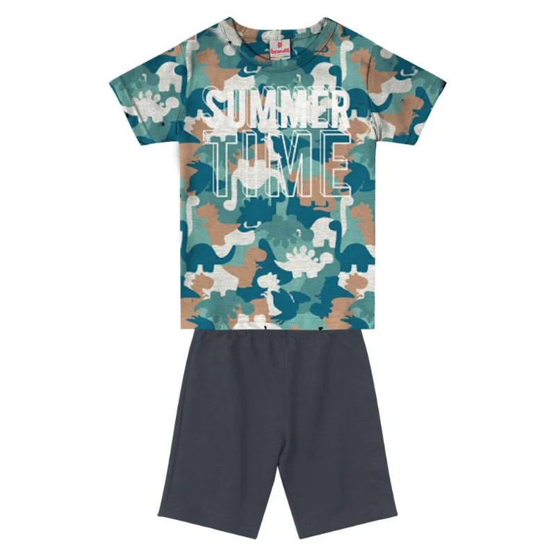 Conjunto infantil menino de dinossauro Brandili Cinza 6