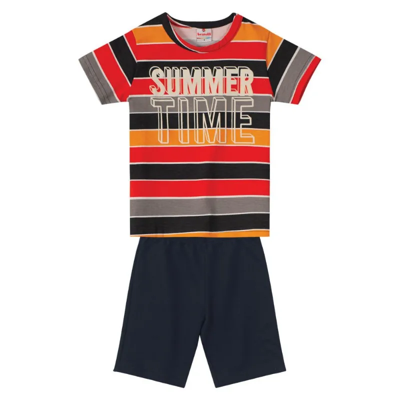 Conjunto infantil menino com listras Brandili Cinza 8