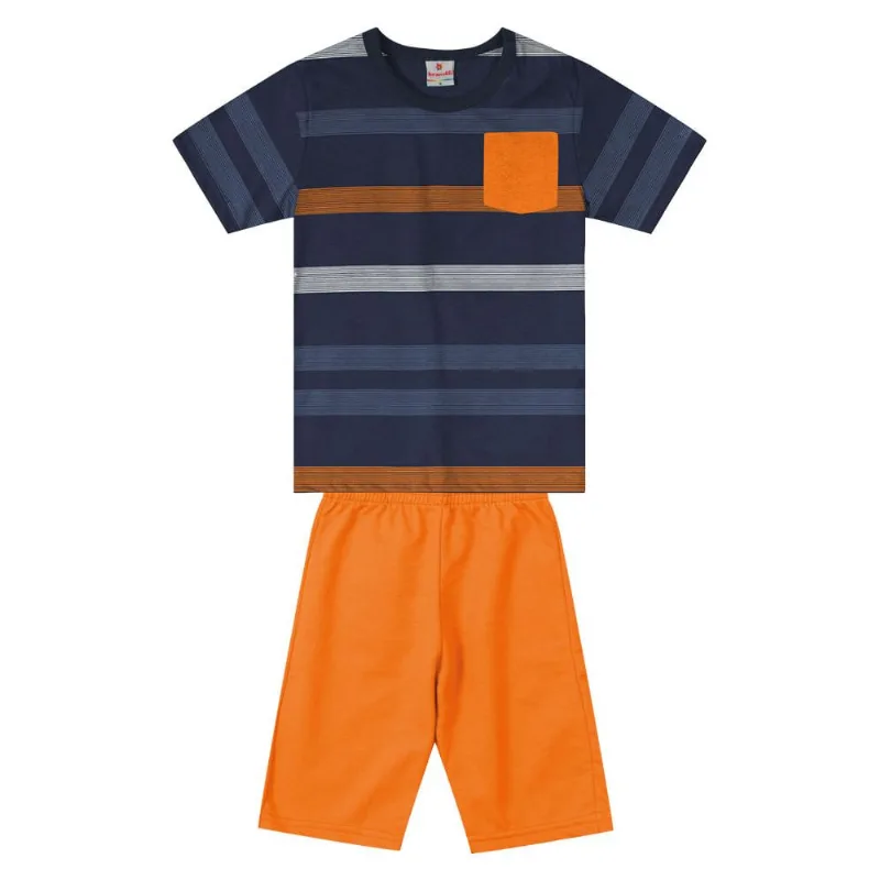 Conjunto infantil menino com listras Brandili Azul 8