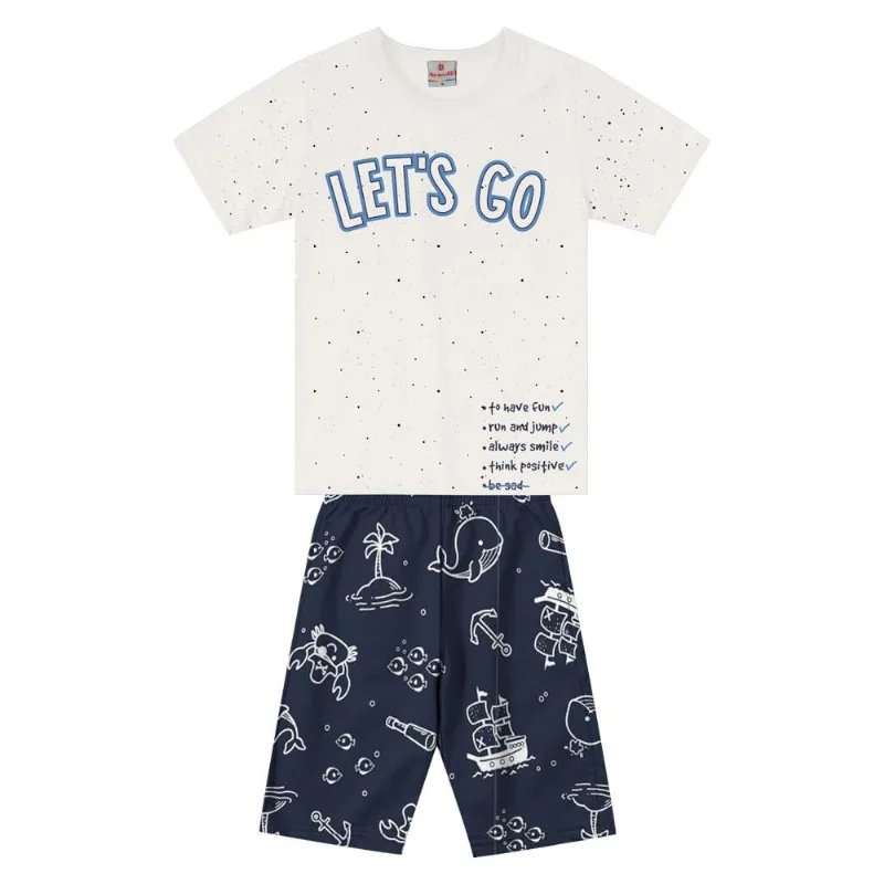 Conjunto infantil menino de animais marinhos Brandili Natural 2