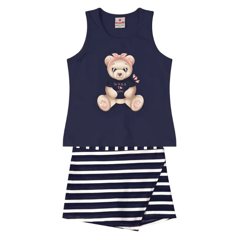 Conjunto infantil menina de ursinhos Brandili Azul 12