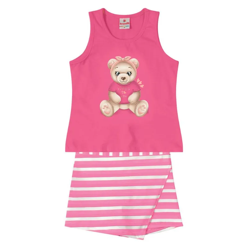 Conjunto infantil menina de ursinhos Brandili Rosa 12