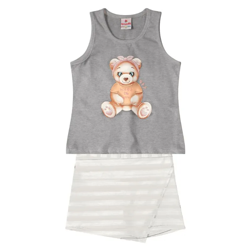 Conjunto infantil menina de ursinhos Brandili Rosa 12