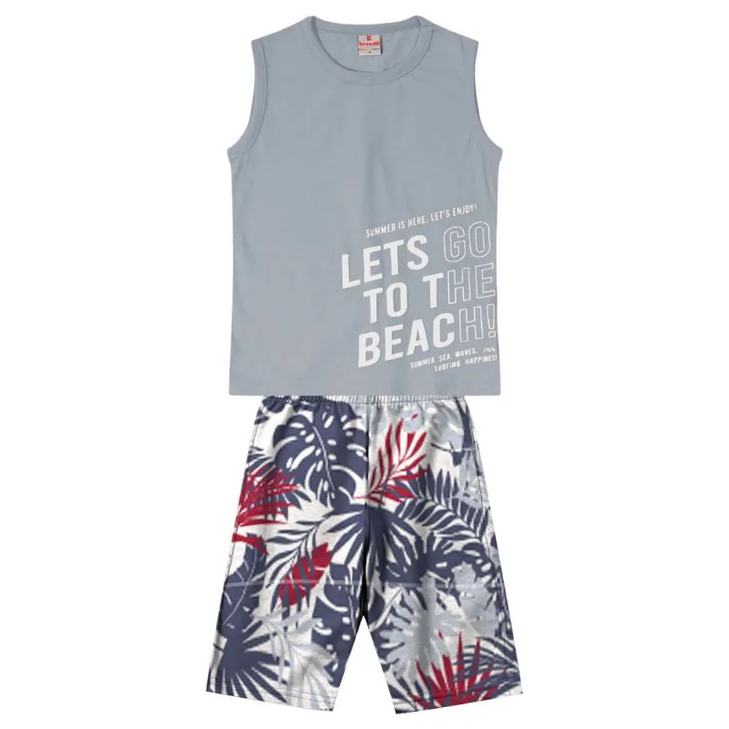 Conjunto infantil menino de praia Brandili Cinza 12