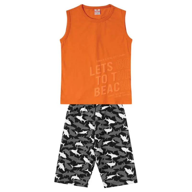 Conjunto infantil menino de praia Brandili Laranja 10