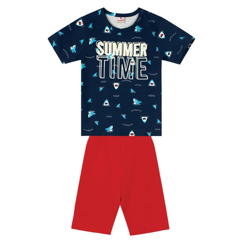 Conjunto infantil meninode tubarão Brandili Azul 1