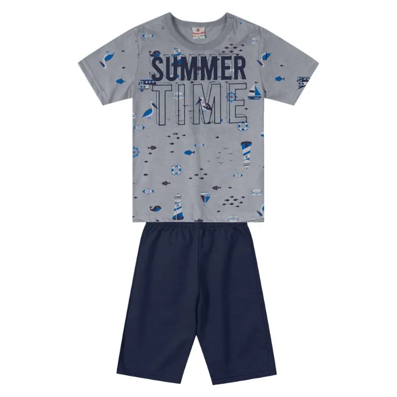 Conjunto infantil menino em malha Brandili Cinza 1