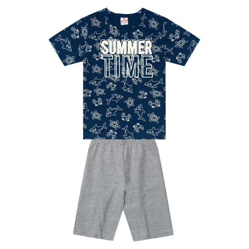 Conjunto infantil menino em malha Brandili Azul 1