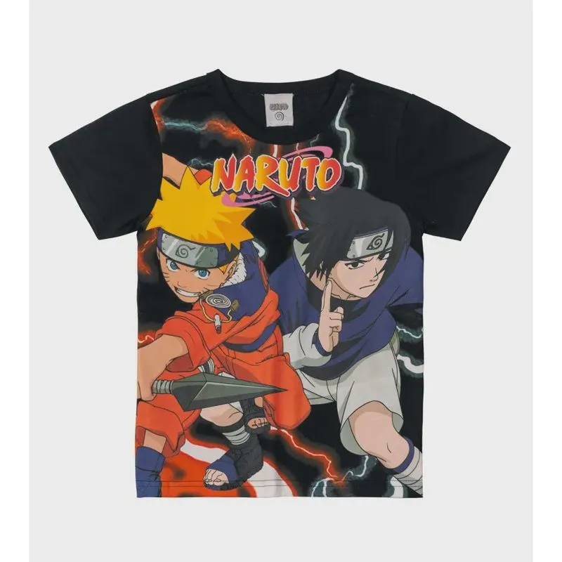 Camiseta infantil naruto Preto 6 ao 14 manga curta