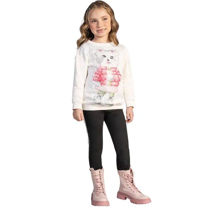 Conjunto Infantil Menina Moletom Ursinha Brandili 54859