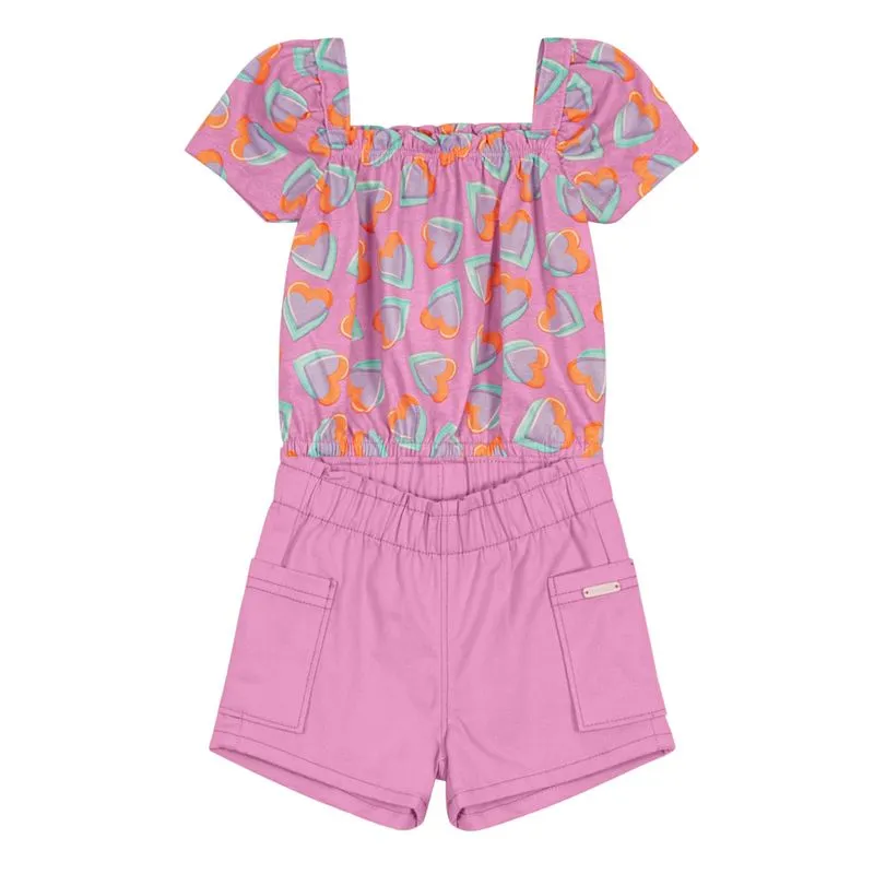 Conjunto com blusa cropped infantil menina Brandili - 1