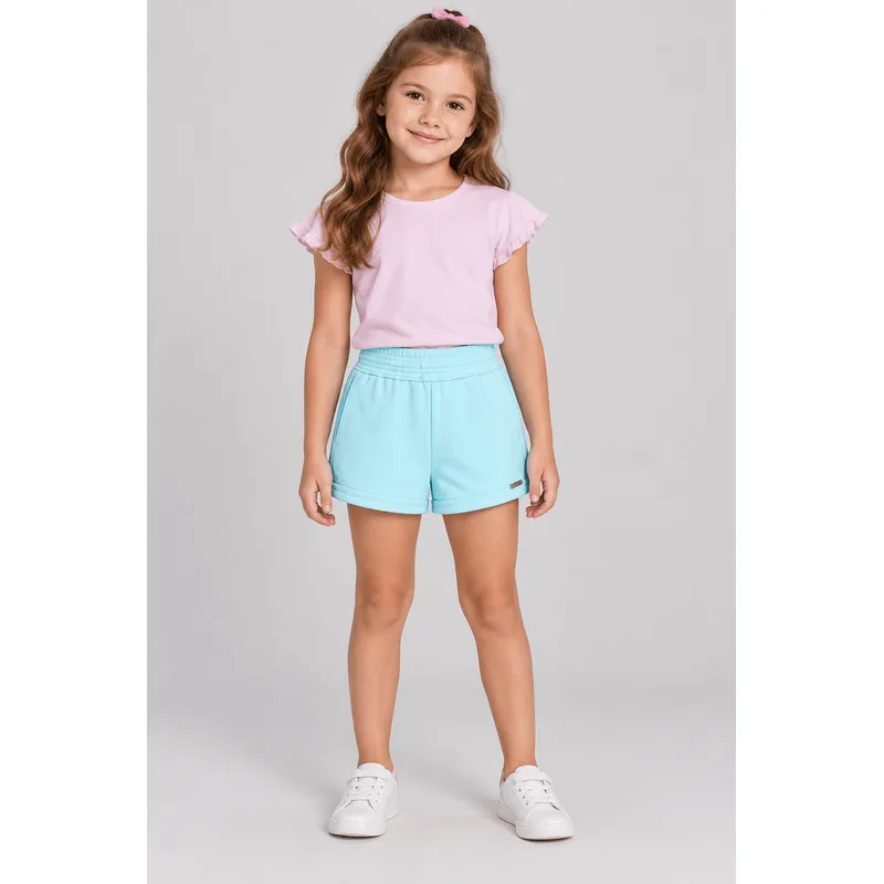 Shorts Básico Infantil Menina de Moletinho Brandili - 4