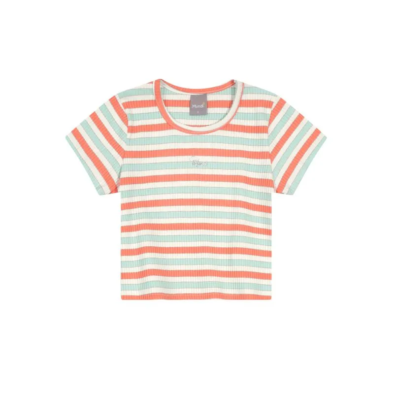 Blusa cropped em ribana joy listrada Infantil Mundi - 10