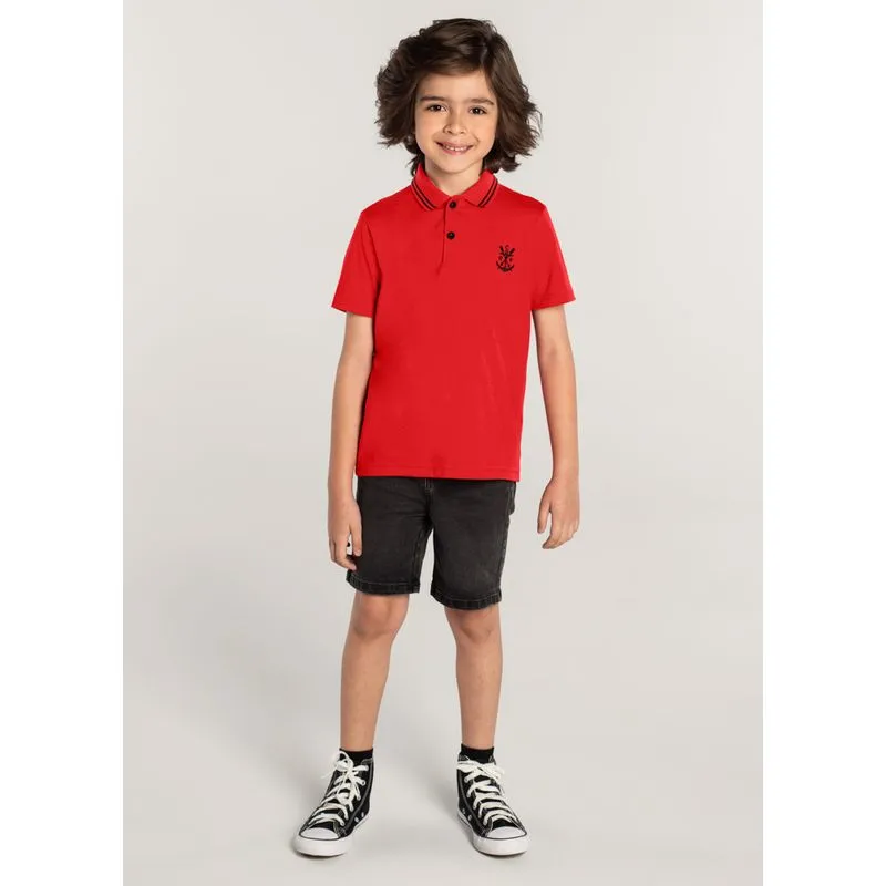 Camiseta Polo Unissex Flamengo Infantil Brandili - 16
