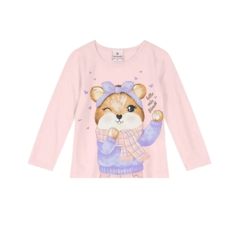 Blusa Brandili Infantil Inverno Menina Estampa de Hamster 1/3 - 55374-ROSA CLARO-3