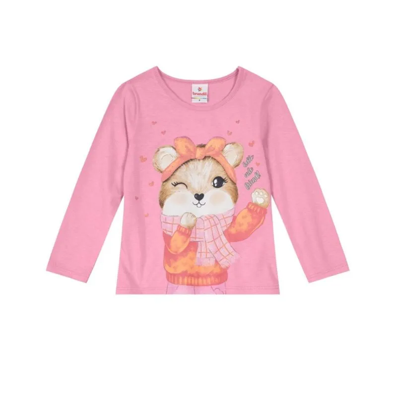 Blusa Brandili Infantil Inverno Menina Estampa de Hamster 1/3 - 55374-ROSA ESCURO-2