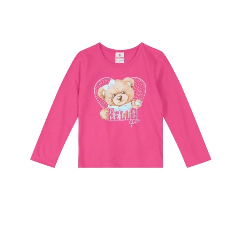 Blusa Brandili Infantil Inverno Menina Estampa de Urso 1/3 -55376-ROSA MEDIO-3