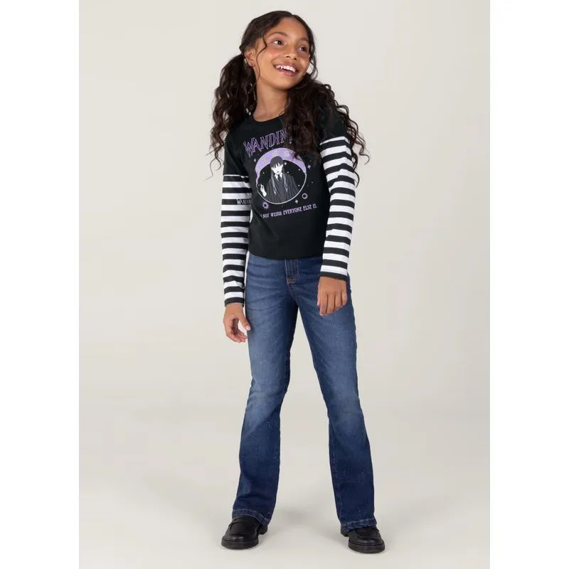 Blusa Wandinha Em Malha Infantil Menina Brandili - 8