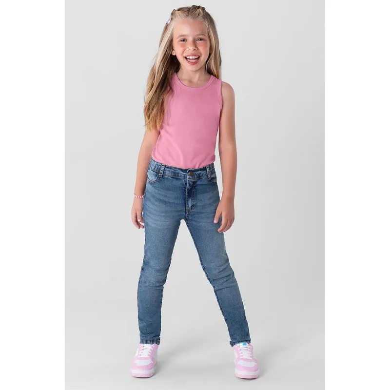 Calça infantil menina em jeans Brandili - 4