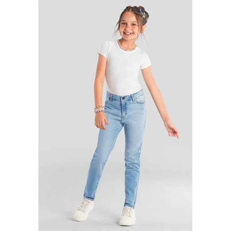 Calça infantil menina em jeans Brandili - 12