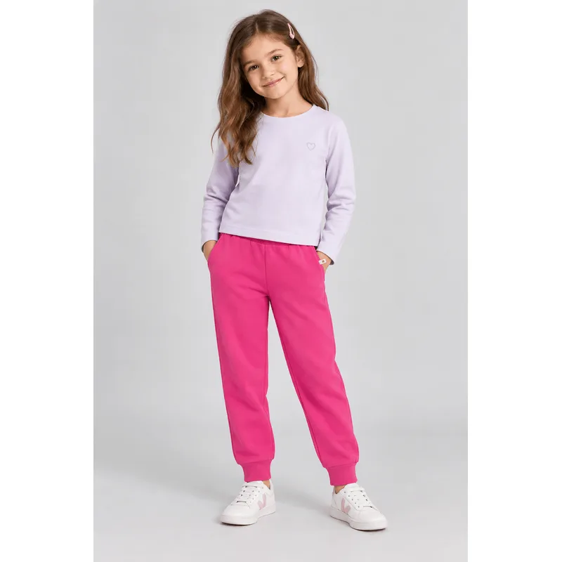 Calça jogger básica infantil menina em moletom Brandili - 12