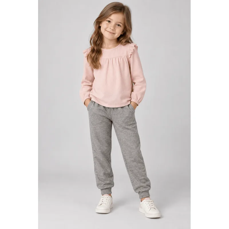 Calça Jogger Básica Infantil Menina Em Moletinho Brandili