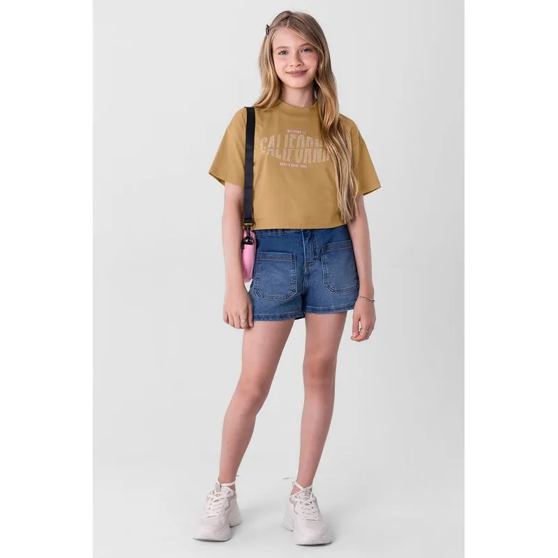 Blusa cropped em malha infantil menina Young Class - 12