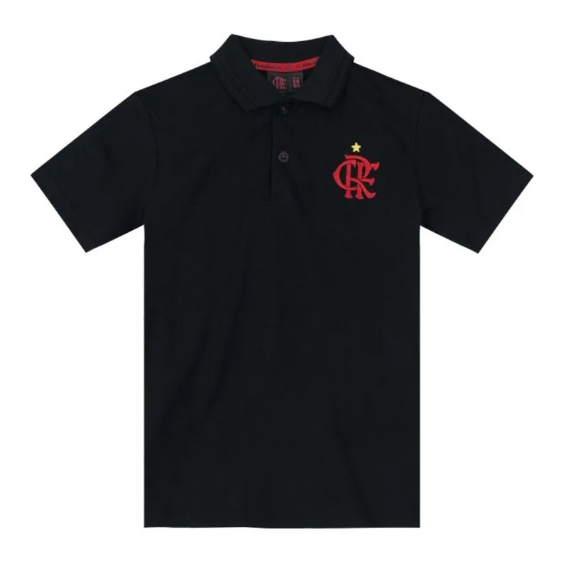 Blusa Pólo Flamengo Menino Infantil Preto - Brandili