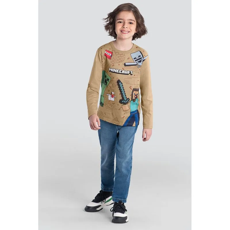 Camiseta infantil menino Minecraft Brandili - 6