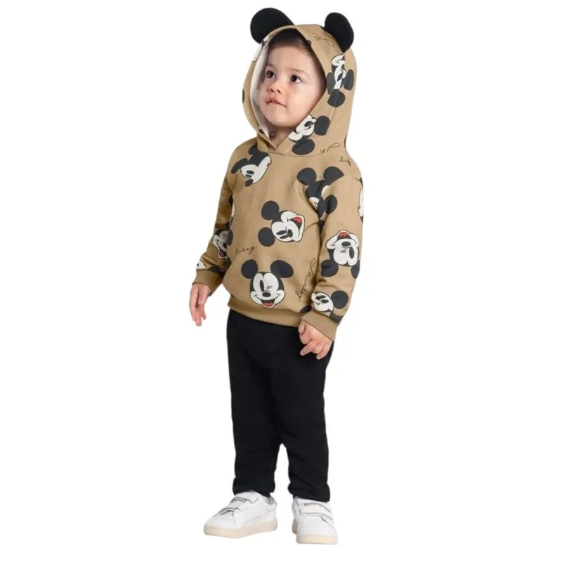 Conjunto Moletom Menino Mickey Mouse Marrom - Brandili