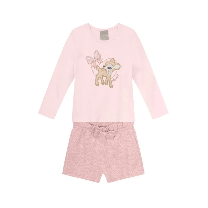 Conjunto infantil menina com bordado delicado Mundi - 3