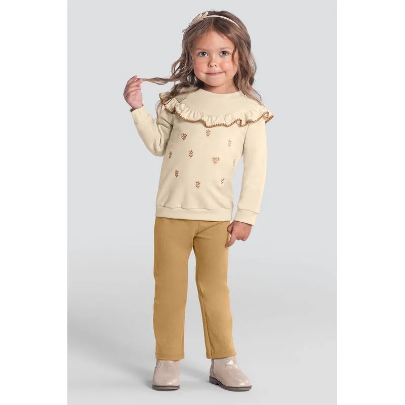 Conjunto infantil menina bordado florido Mundi - 8