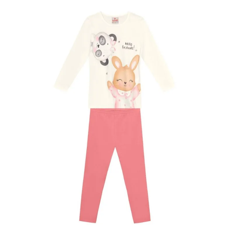 Conjunto Infantil Menina de Bichinhos com Glitter - Brandili 2 / Bege