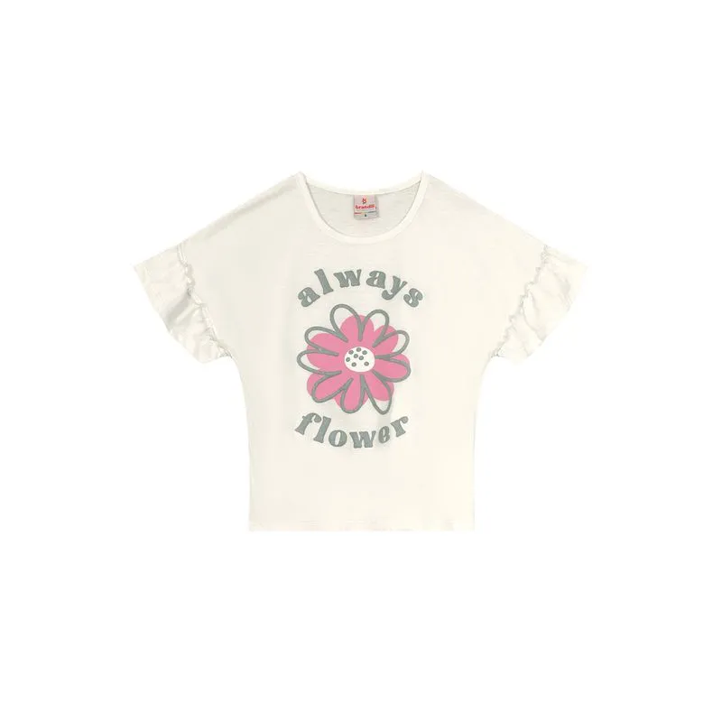 Blusa infantil menina de flor com glitter Brandili - 8